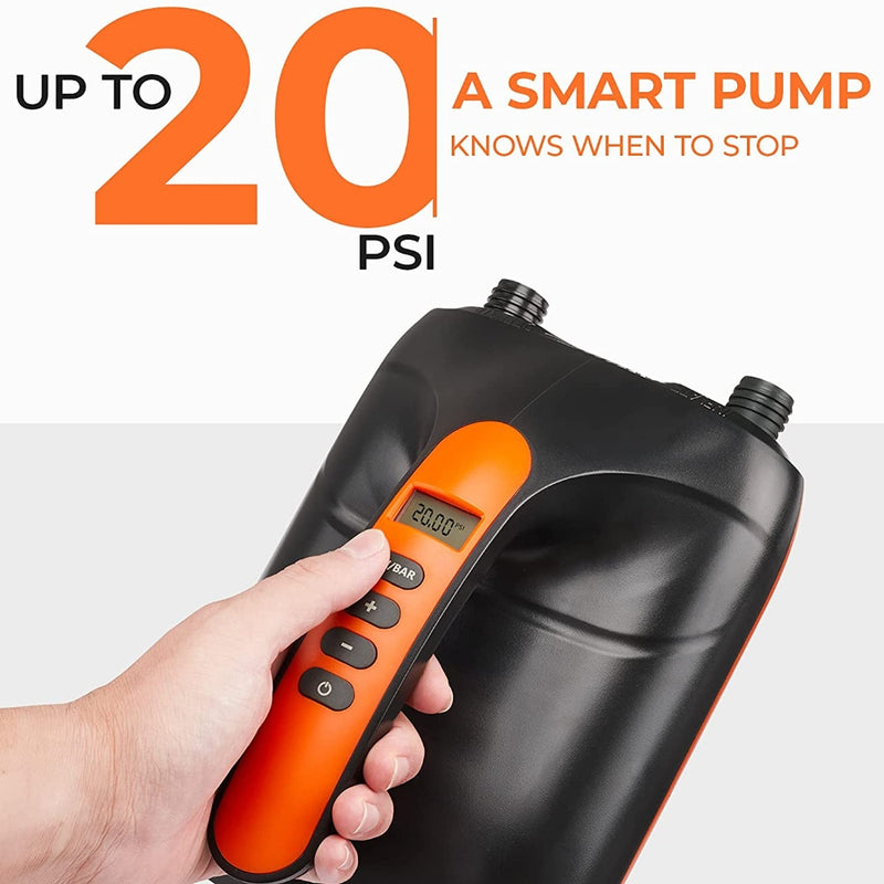 20PSI High Pressure Electric Air Pump Dual Stage for Inflatable Boat SUP Airbed - Outbackers