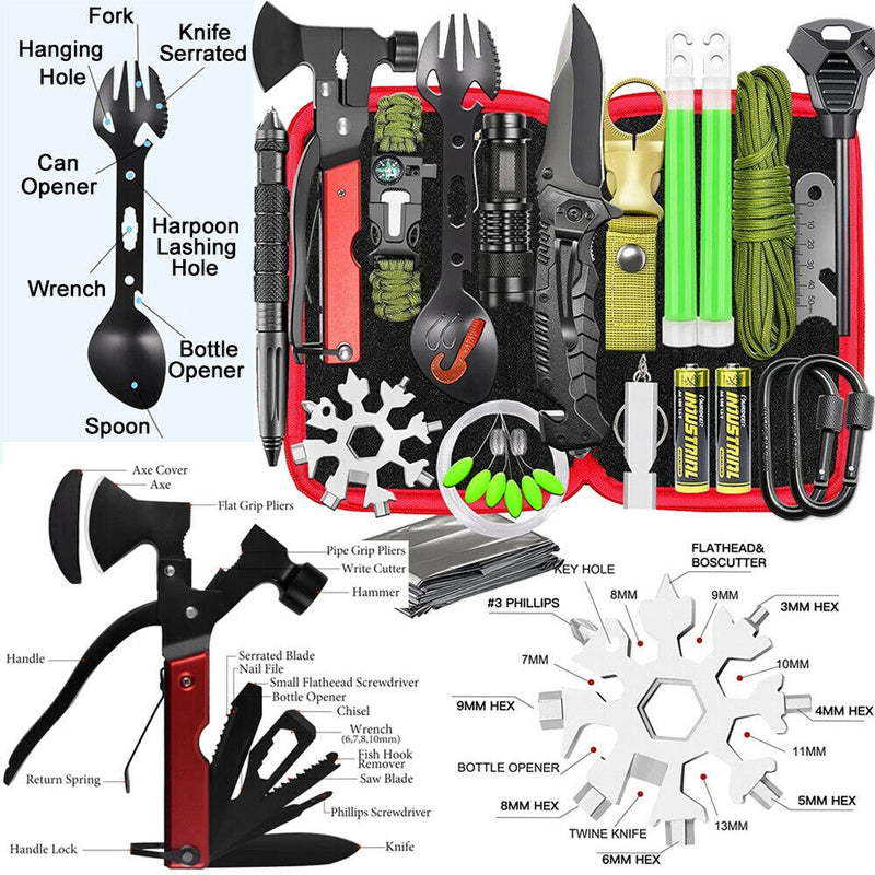 32 In 1 Emergency Survival Equipment Kit Camping SOS Tool Sports Tactical Hiking - Outbackers