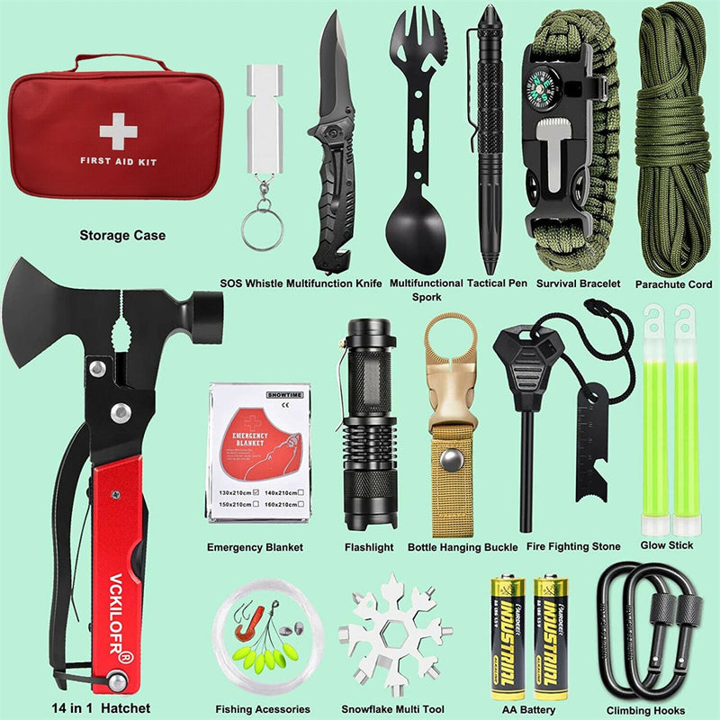 32 In 1 Emergency Survival Equipment Kit Camping SOS Tool Sports Tactical Hiking - Outbackers