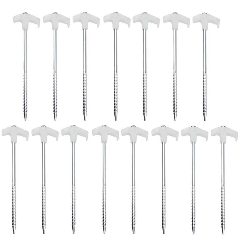 15PCS/set Tent Pegs Heavy Duty Screw Steel In Ground Camping Stakes Outdoor Nail - Outbackers