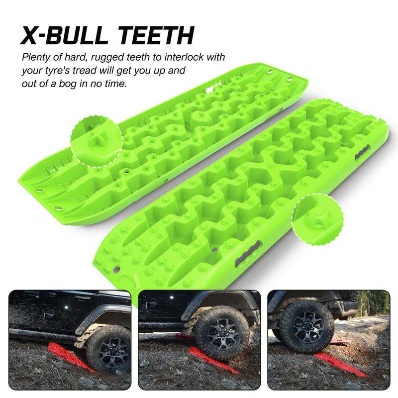 X-BULL Recovery tracks kit Boards Sand Mud Trucks 6pcs strap mounting 4x4 Sand Snow Car green GEN3.0 - Outbackers