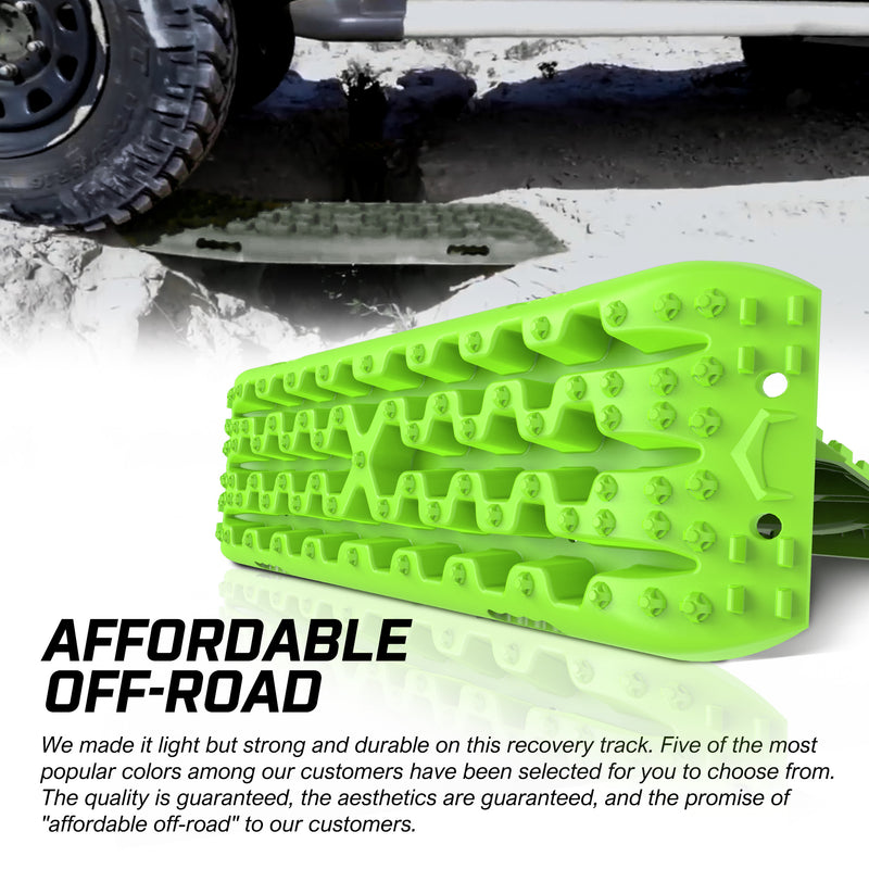 X-BULL 2PCS Recovery Tracks Snow Mud 4WD With Carry bag 4PC mounting bolts Green - Outbackers