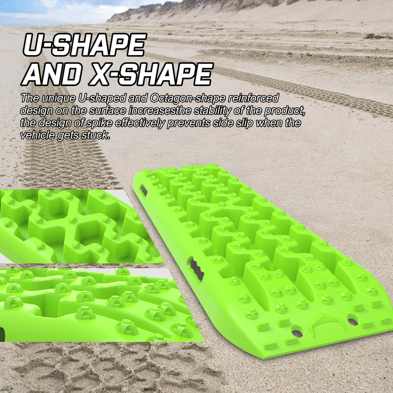 X-BULL 2PCS Recovery Tracks Snow Mud 4WD With Carry bag 4PC mounting bolts Green - Outbackers