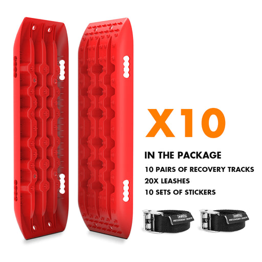 X-BULL 10 Pairs Recovery tracks Boards 10T / Sand tracks/ Mud tracks Gen 2.0 Red - Outbackers