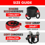 X-BULL Recovery Kit Kinetic Recovery Rope With 2PCS Recovery Tracks Gen2.0 Red - Outbackers