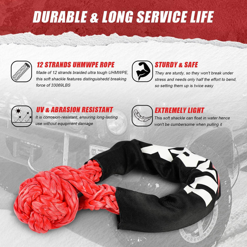 X-BULL Recovery Kit Kinetic Recovery Rope With 2PCS Recovery Tracks Gen2.0 Red - Outbackers