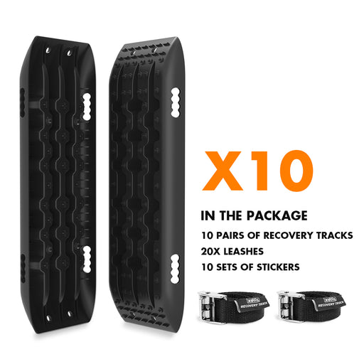 X-BULL 10 Pairs Recovery tracks Boards 4WD 4X4 10T Sand / Mud / Snow Gen 2.0 Black - Outbackers