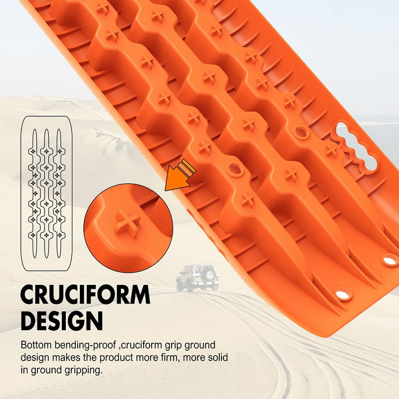 X-BULL KIT1 Recovery track Board Traction Sand trucks strap mounting 4x4 Sand Snow Car ORANGE - Outbackers