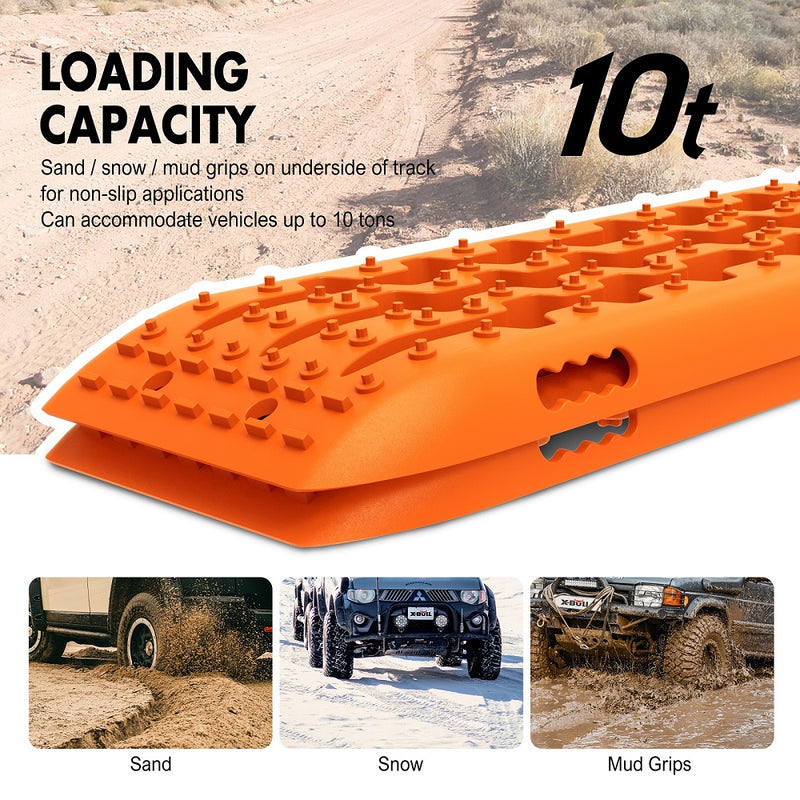 X-BULL KIT1 Recovery track Board Traction Sand trucks strap mounting 4x4 Sand Snow Car ORANGE - Outbackers