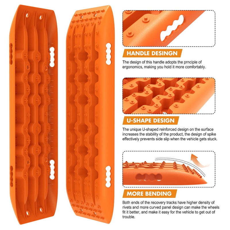 X-BULL KIT1 Recovery track Board Traction Sand trucks strap mounting 4x4 Sand Snow Car ORANGE - Outbackers