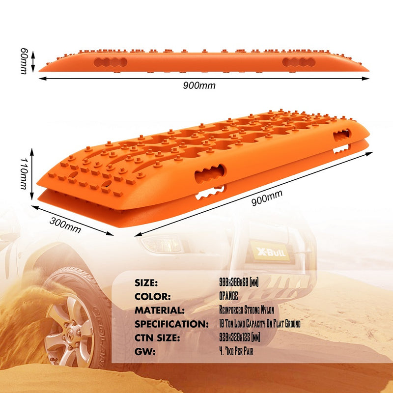 X-BULL KIT1 Recovery track Board Traction Sand trucks strap mounting 4x4 Sand Snow Car ORANGE - Outbackers