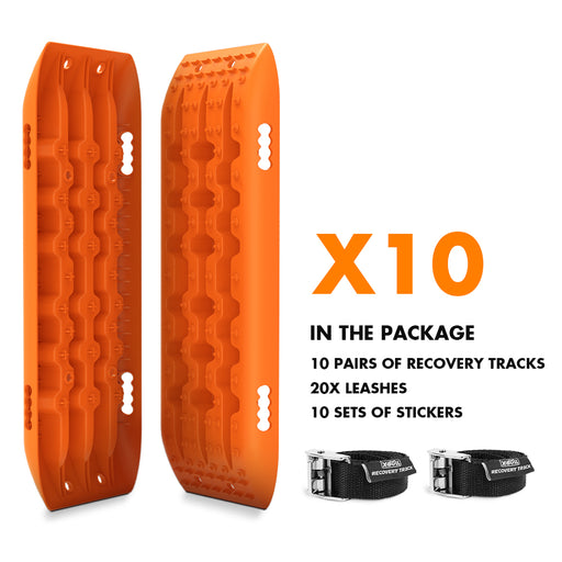 X-BULL 10 Pairs of Recovery tracks Boards Traction 10T Sand tracks/ Mud /Snow Gen 2.0 Orange - Outbackers