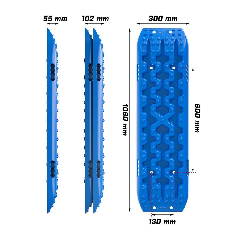 X-BULL 2PCS Recovery Boards Tracks Snow Tracks Mud tracks 4WD With 4PC mounting bolts Blue - Outbackers
