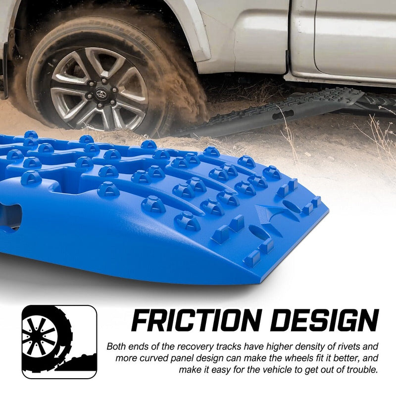 X-BULL 2PCS Recovery Boards Tracks Snow Tracks Mud tracks 4WD With 4PC mounting bolts Blue - Outbackers