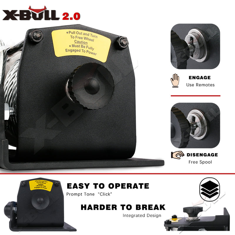 X-BULL Electric Winch 12V 3000LBS Steel Cable Wireless remote ATV UTV Boat Trailer - Outbackers
