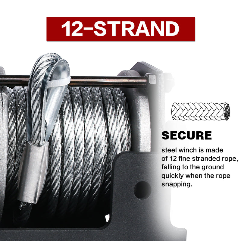 X-BULL Electric Winch 12V 3000LBS Steel Cable Wireless remote ATV UTV Boat Trailer - Outbackers