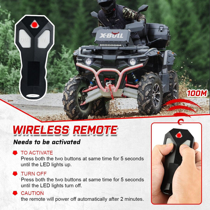 X-BULL Electric Winch 12V 3000LBS Steel Cable Wireless remote ATV UTV Boat Trailer - Outbackers