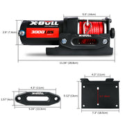 X-BULL Electric Winch 12V Wireless 3000lbs/1360kg Synthetic Rope BOAT ATV 4WD - Outbackers