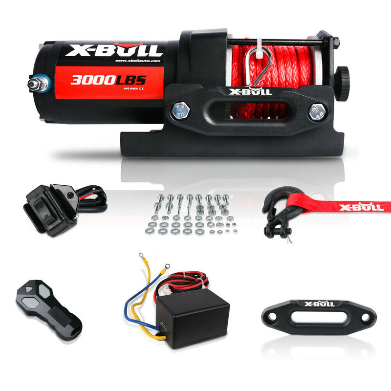 X-BULL Electric Winch 12V Wireless 3000lbs/1360kg Synthetic Rope BOAT ATV 4WD - Outbackers