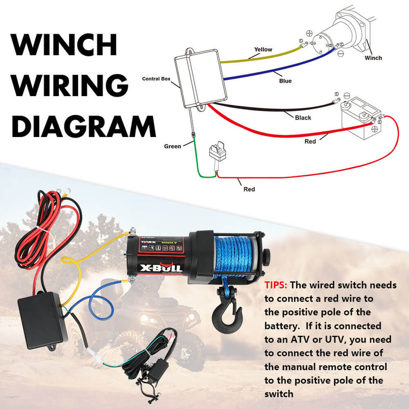 X-BULL Electric Winch 12V 3000LBS Synthetic Rope ATV UTV Boat Trailer With 2 X Wireless remote - Outbackers