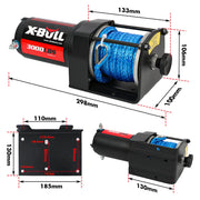 X-BULL Electric Winch 12V 3000LBS Synthetic Rope ATV UTV Boat Trailer With 2 X Wireless remote - Outbackers