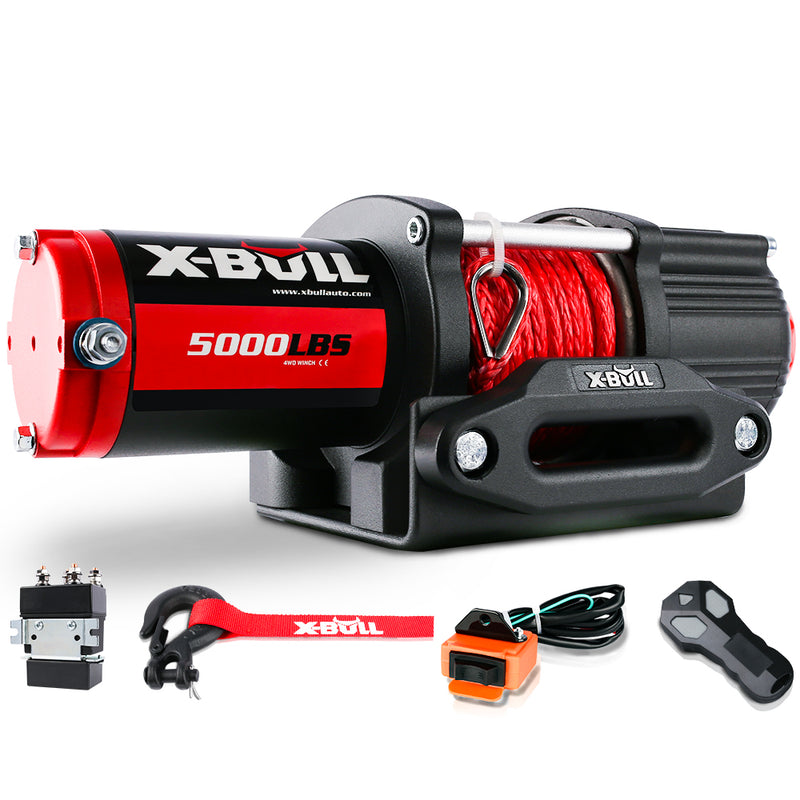 X-BULL Electric Winch 12V 5000LBS Synthetic Rope Wireless remote ATV UTV Boat Trailer - Outbackers