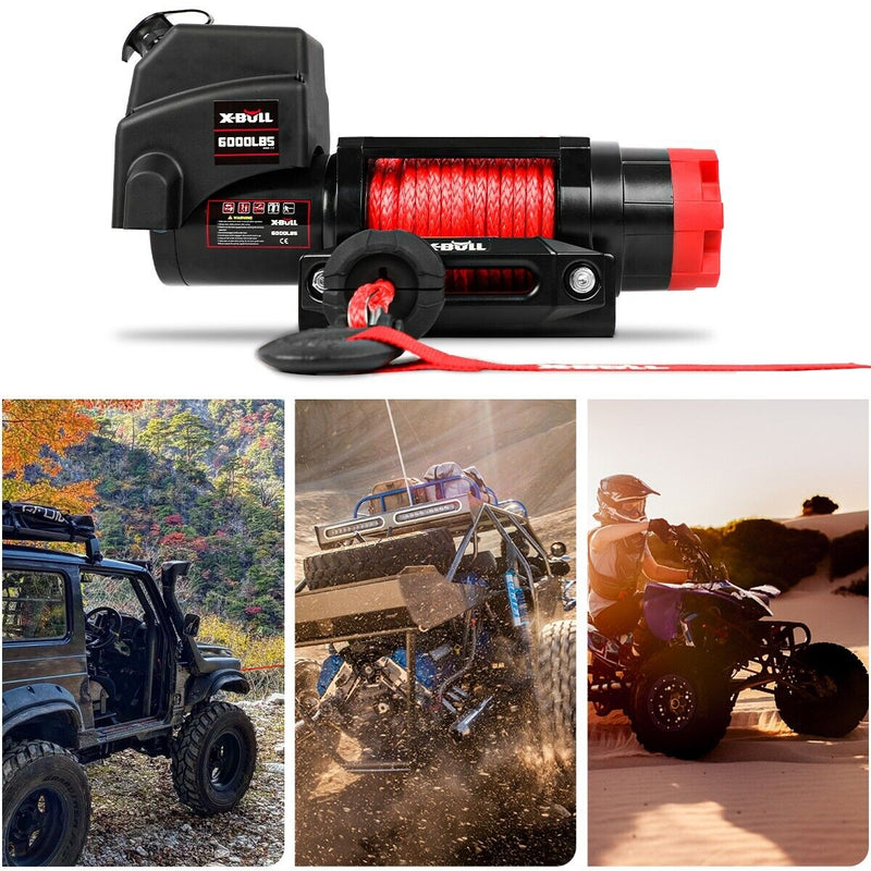 X-BULL Electric Winch 6000LBS 12V BOAT Synthetic Rope Wireless Remote 4WD ATV UTV - Outbackers