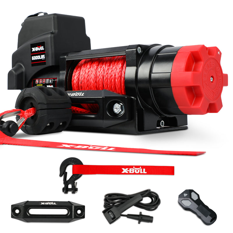 X-BULL Electric Winch 12V 6000LBS Synthetic Rope Wireless remote ATV UTV Boat Trailer 4WD - Outbackers
