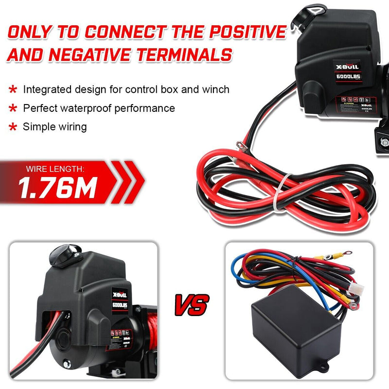 X-BULL Electric Winch 12V 6000LBS Synthetic Rope Wireless remote ATV UTV Boat Trailer 4WD - Outbackers