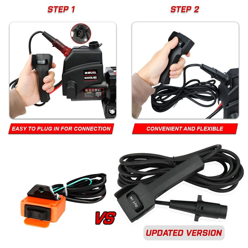 X-BULL Electric Winch 12V 6000LBS Synthetic Rope Wireless remote ATV UTV Boat Trailer 4WD - Outbackers