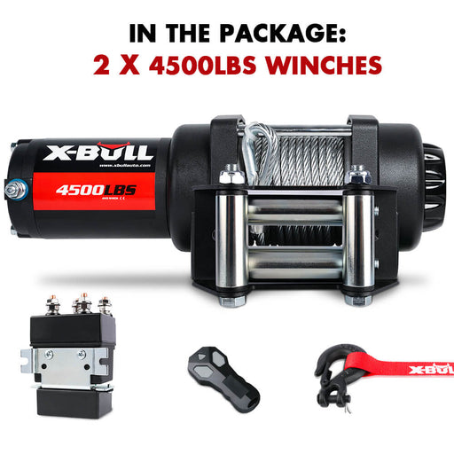 X-BULL 12V Electric Winch 4500lbs Steel Wire Cable 12V Boat ATV UTV Trailer Winch 2 Units - Outbackers