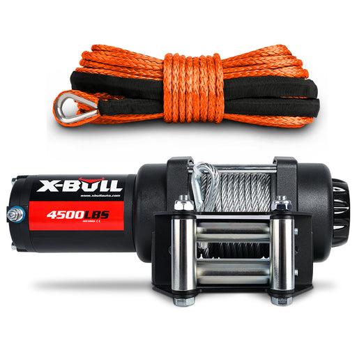 X-BULL 12V Electric Winch 4500LB Winch Boat Trailer Steel Cable With 5.5MX13M Synthetic Rope Orange - Outbackers