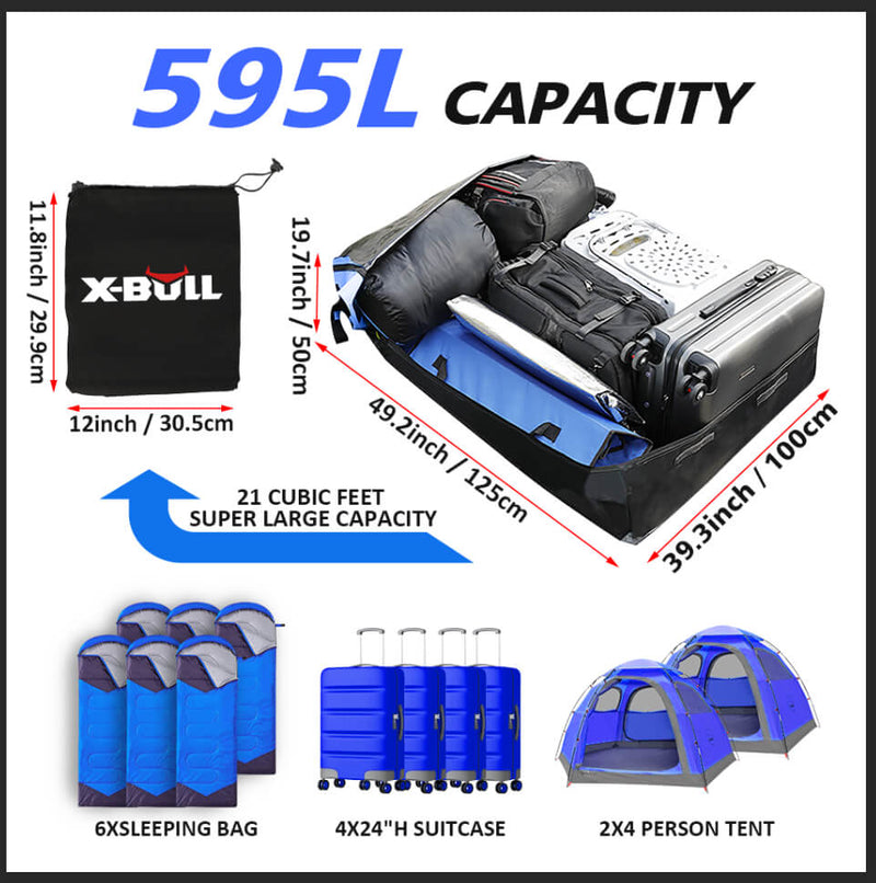 X-BULL Waterproof Car Roof Cargo Bag 595L Top Rack Carrier Luggage Storage Cube - Outbackers