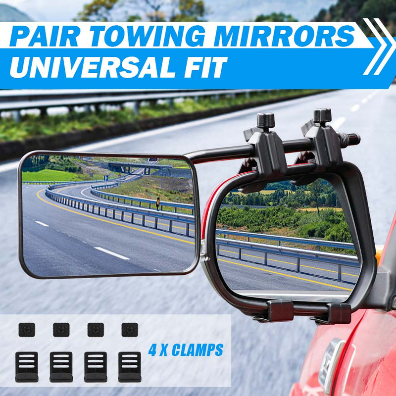X-BULL Towing Mirrors Universal Multi Fit Clamp On 4X4 Caravan Trailer A Pair - Outbackers