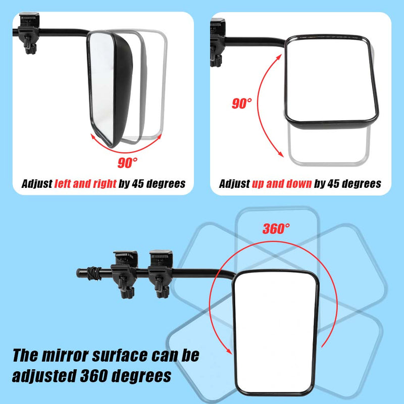 X-BULL Towing Mirrors Universal Multi Fit Clamp On 4X4 Caravan Trailer A Pair - Outbackers
