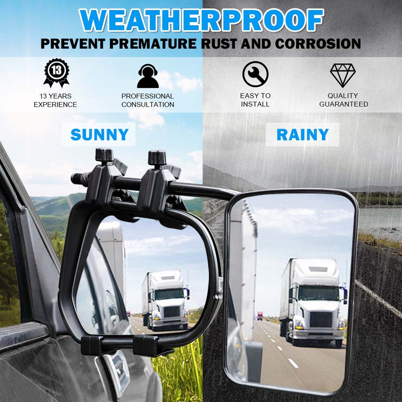 X-BULL Towing Mirrors Universal Multi Fit Clamp On 4X4 Caravan Trailer A Pair - Outbackers