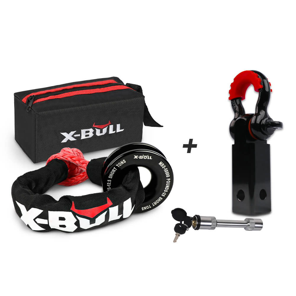 XBULL Soft Shackle Synthetic Rope Recovery Snatch Ring /Recovery Hitch Receiver Outbackers