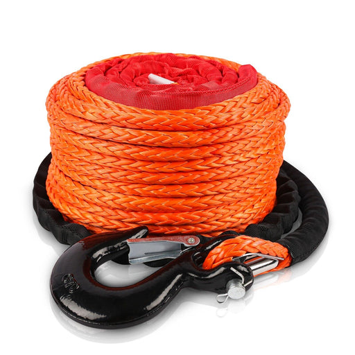 ZESUPER Winch Rope 9.5MM X 30M Dyneema SK75 Hook Synthetic Car Tow Recovery Cable Hook - Outbackers