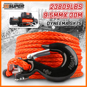 ZESUPER Winch Rope 9.5MM X 30M Dyneema SK75 Hook Synthetic Car Tow Recovery Cable Hook - Outbackers