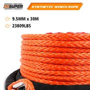 ZESUPER Winch Rope 9.5MM X 30M Dyneema SK75 Hook Synthetic Car Tow Recovery Cable Hook - Outbackers
