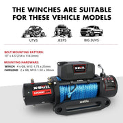 X-BULL 12000LB Electric Winch 12V synthetic rope 4WD with Recovery Tracks Gen3.0 Black - Outbackers