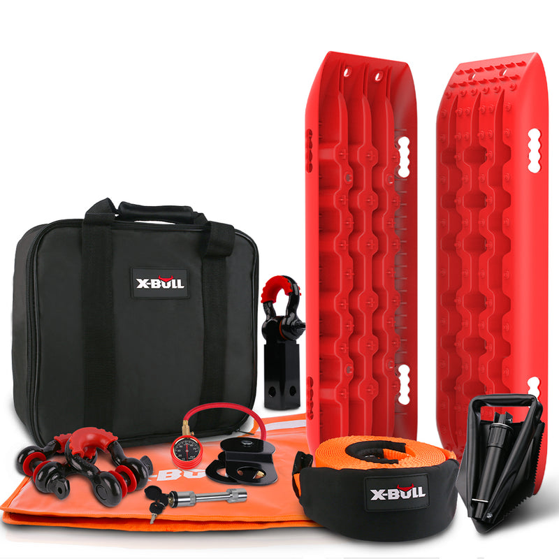 X-BULL 4X4 Recovery Kit Winch Recovery kit With Recovery Tracks Gen2.0 Red - Outbackers