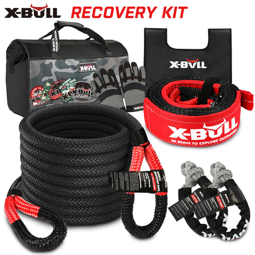 X-BULL Recovery Kit 4X4 Off-Road Kinetic Rope Snatch Strap Winch Damper 4WD13PCS - Outbackers