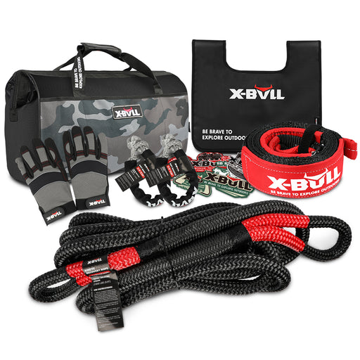 X-BULL 4X4 Recovery Kit Kinetic Recovery Rope Snatch Strap / 2PCS Recovery Tracks 4WD Gen3.0 Red - Outbackers