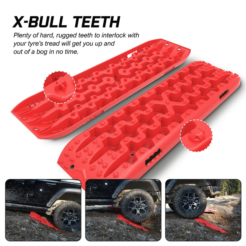 X-BULL Recovery tracks Sand tracks 2pcs 10T Sand / Snow / Mud 4WD Gen 3.0 - Red - Outbackers
