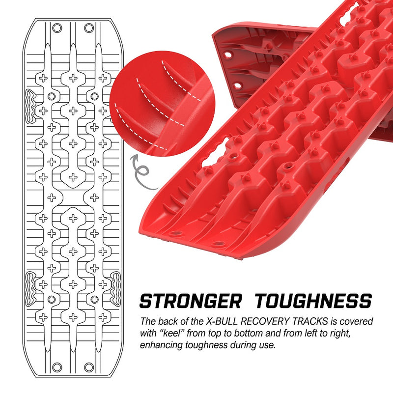X-BULL Recovery tracks Sand tracks 2pcs 10T Sand / Snow / Mud 4WD Gen 3.0 - Red - Outbackers