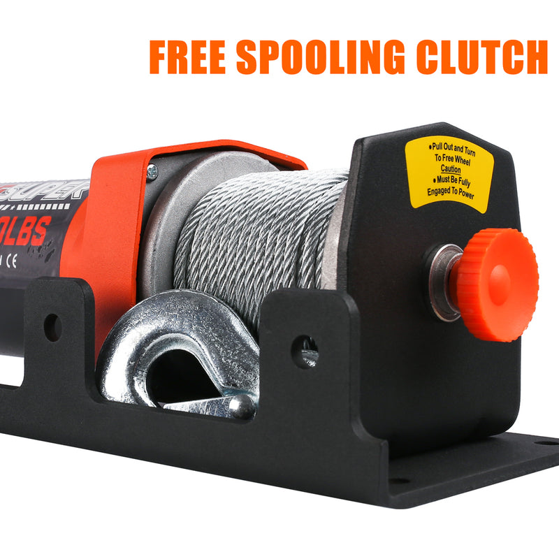 ZESUPER Electric Winch 2500LBS/1134KG 12V 15.2M Steel Cable ATV UTV 4WD 4X4 Boat - Outbackers