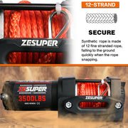 ZESUPER 3500LB Electric Winch 12V Wireless Portable ATV UTV Boat Trailer 4WD - Outbackers