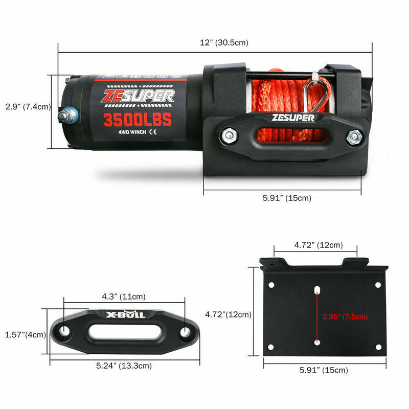 ZESUPER 3500LB Electric Winch 12V Wireless Portable ATV UTV Boat Trailer 4WD - Outbackers