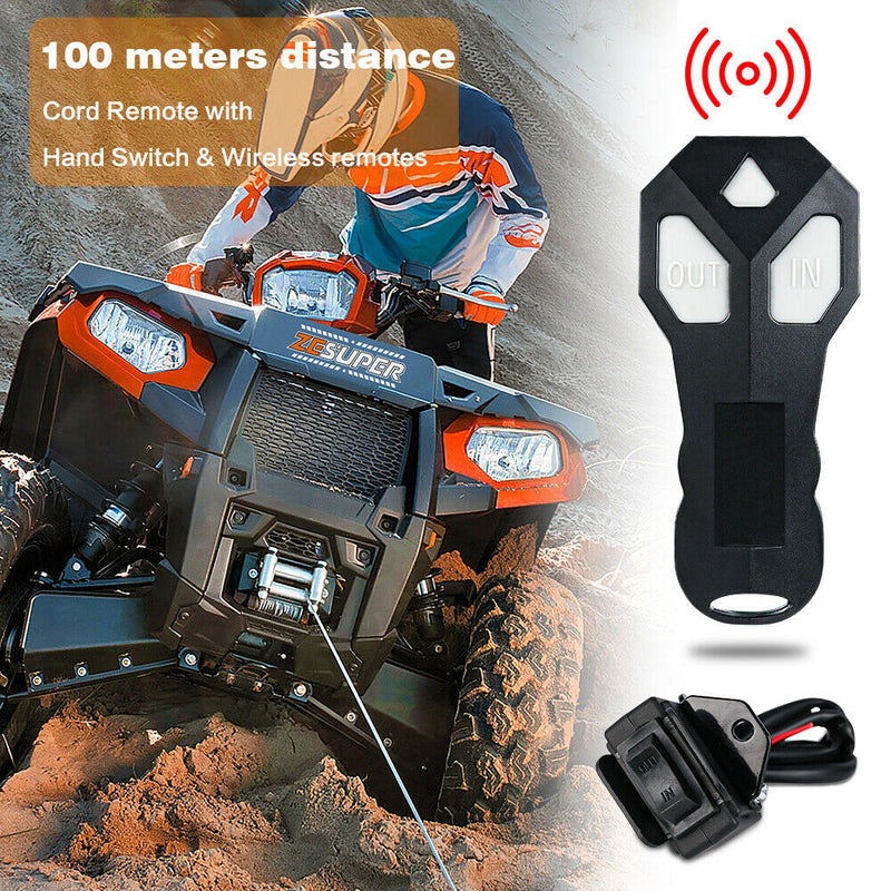 ZESUPER 12V Winch 3500LBS Electric Winch ATV Winch Synthetic Rope Trailer BOAT - Outbackers